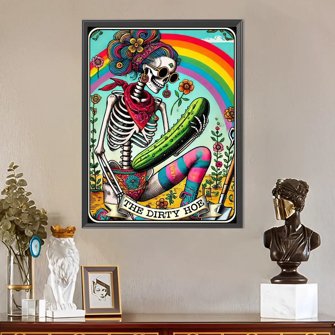 Skulls and Rainbows Tarot Cards DIY 5D Round Full Drill Diamond Painting Gem Art Kits for Adults/Beginners Gift Idea Home Wall Decor Diamond Dots Paintings Picture Arts Craft 15.75x19.69Inch