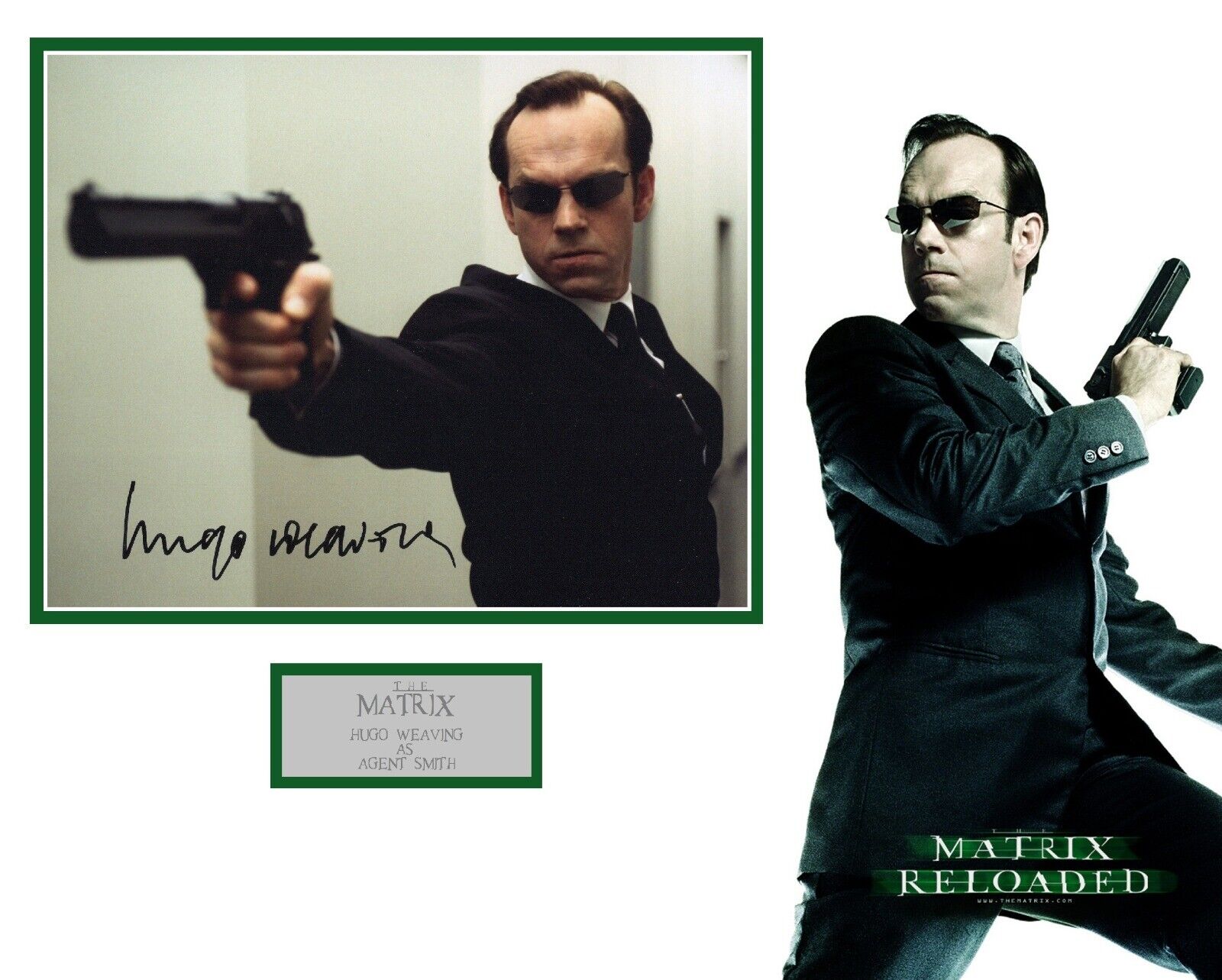 HUGO WEAVING SIGNED THE MATRIX Photo Poster painting MOUNT UACC REG 242