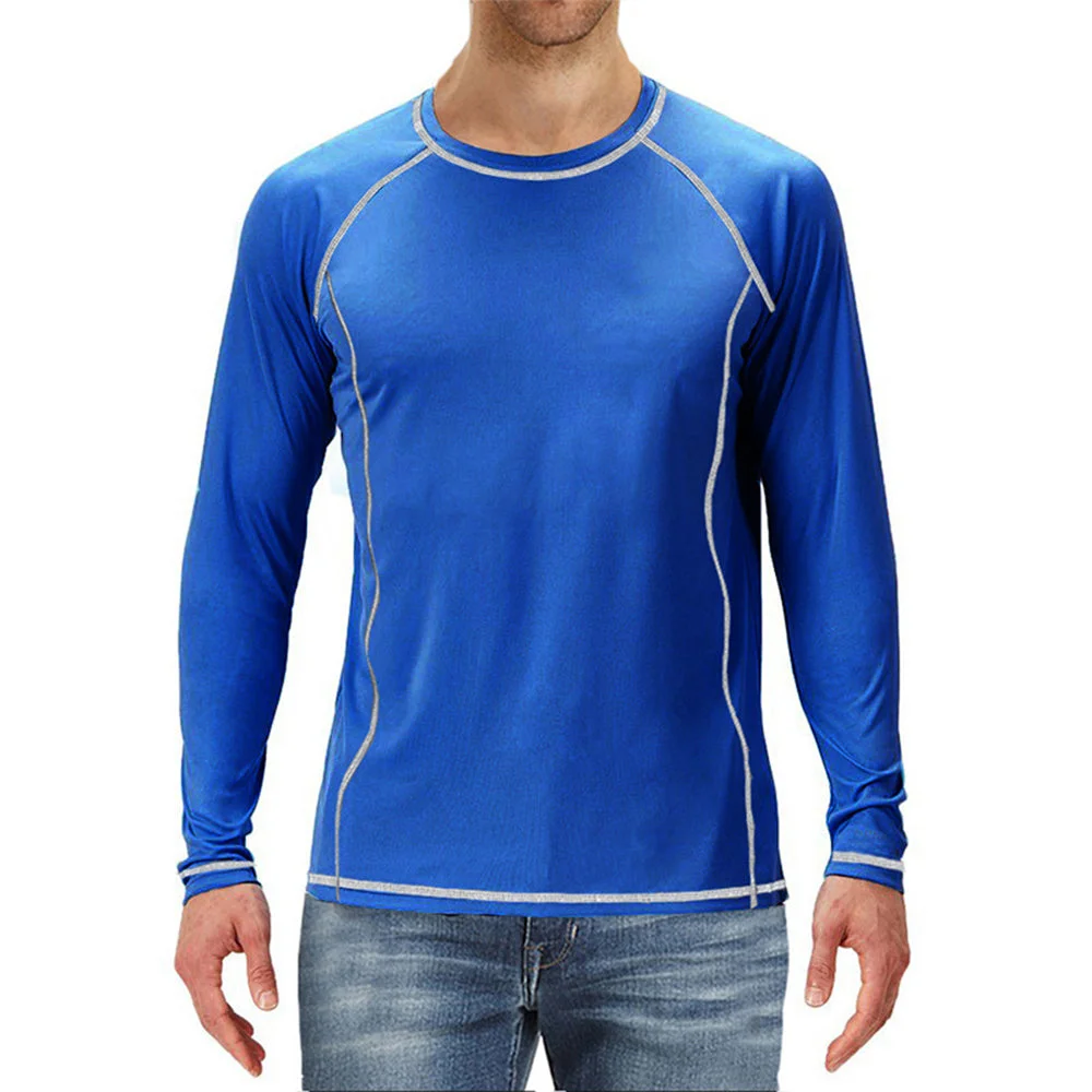 Smiledeer New Men's Fashion Solid Color Raglan Sleeve Loose Long Sleeve T-Shirt