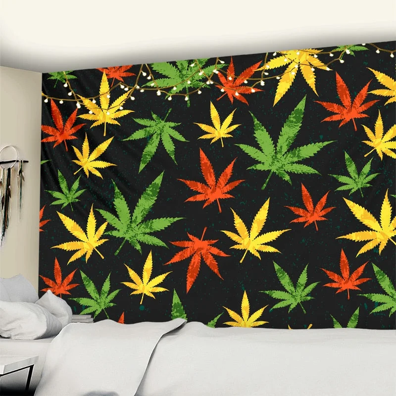 New 3D Printing Maple Leaf Wall Hanging Tapestry Art TAPIZ Bohemia Psychedelic Witchcraft Curtain Bedroom Home Decor