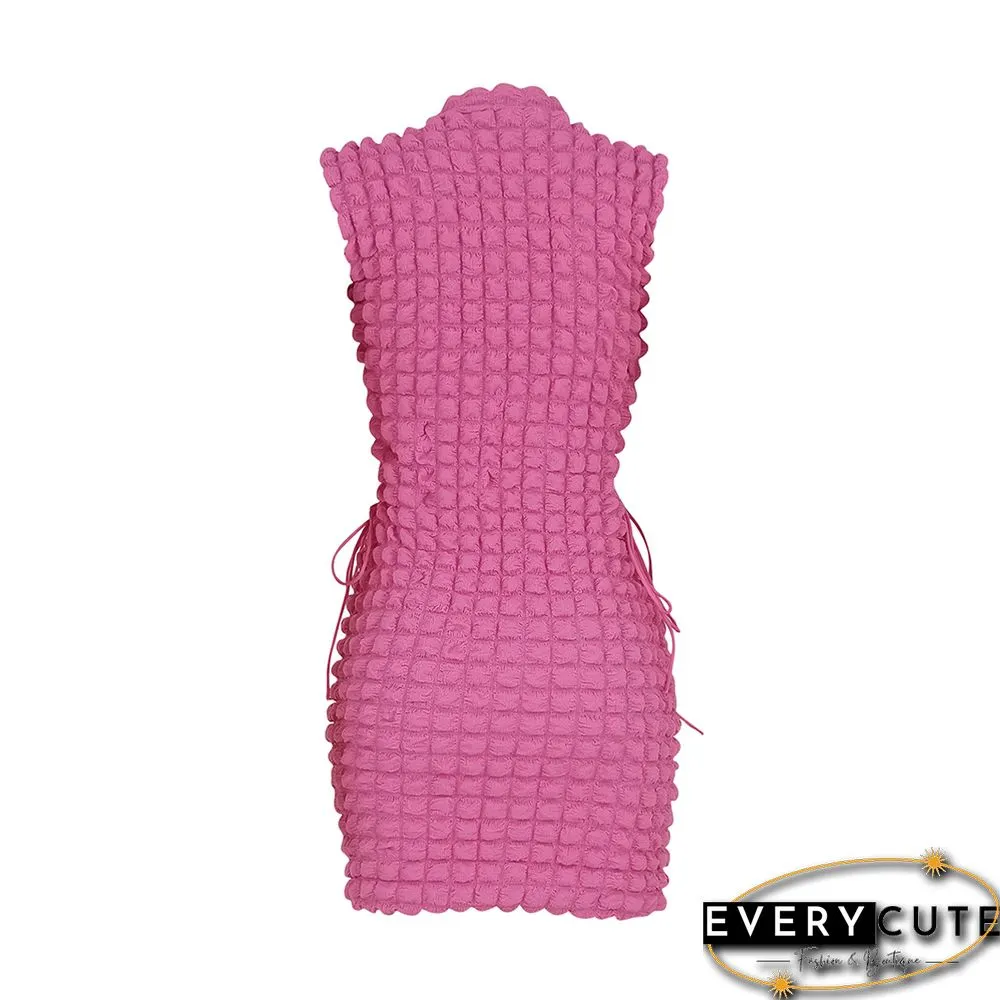 Pink Side Lace-up Sleeveless Bodycon Dress