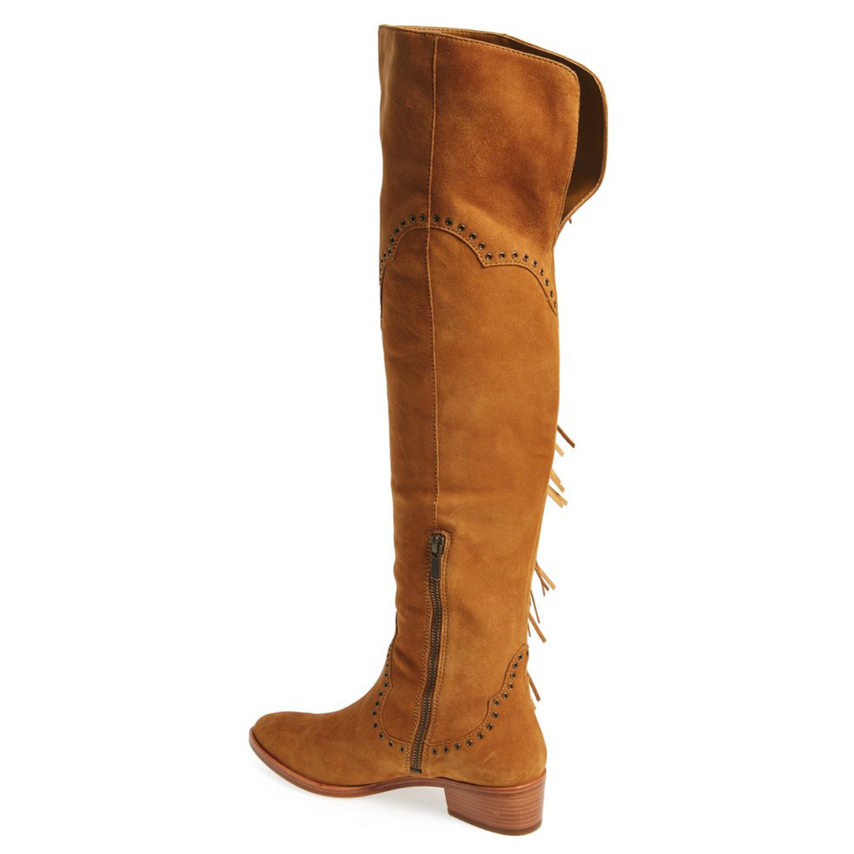 GOOSHOE Tan Fringe Suede Over-the-Knee Boots