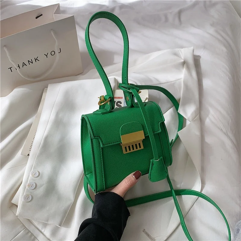 էѧӧܧ Luxury lock small square bag shoulder bag PU Leather for Women 2021 Summer Handbag Brand Luxury Crossbody Purses