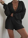 Knitted Cotton Long Sleeves Short Pants Jumpsuits