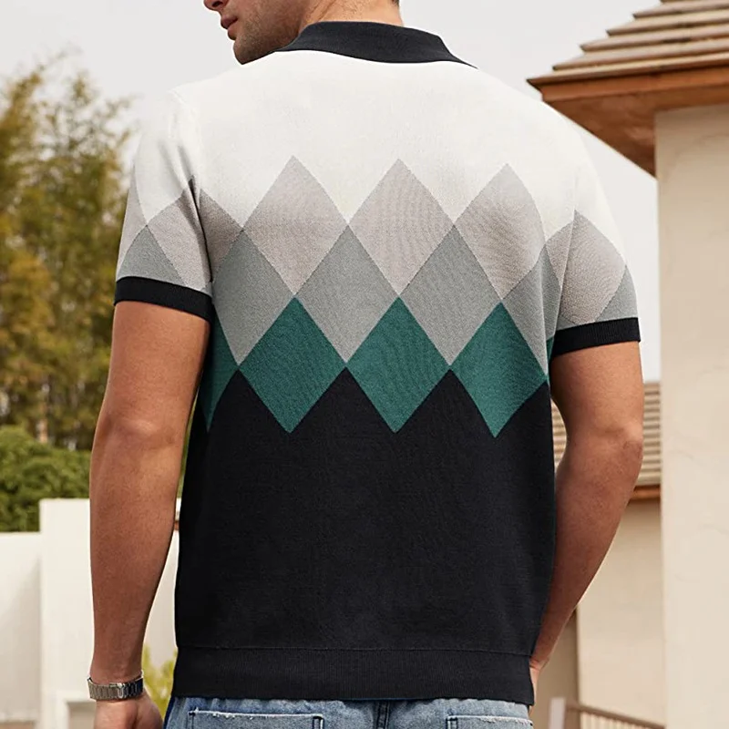 Uveng Uveng Men's New Summer Short-Sleeved Tweed Jack T-Shirt Business POLO Shirt Men's SY0122