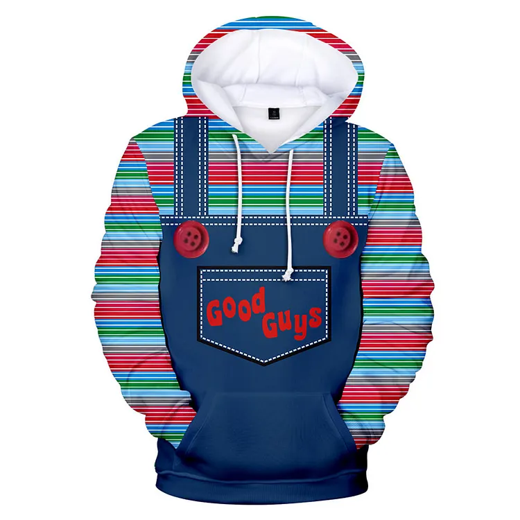 Child's Play Chucky Dark Blue Hoodie Outfits Cosplay Costume Halloween Carnival Suit