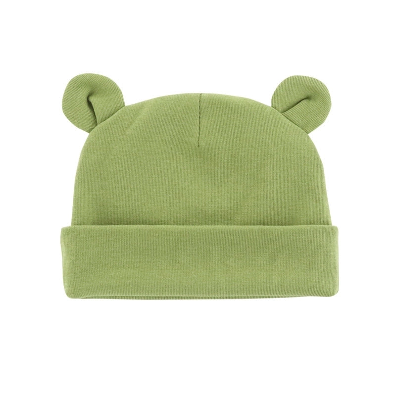 New Infant Fetal Cap Newborn Head Cap Solid Color Ear Hat Boys And Girls Baby Hat A54