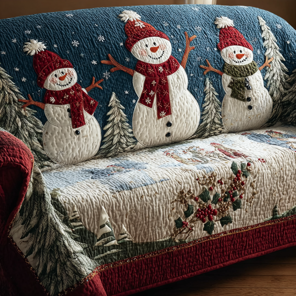 Friendly Snowman Quilted Sofa Cover NCU0DK10797 everthome