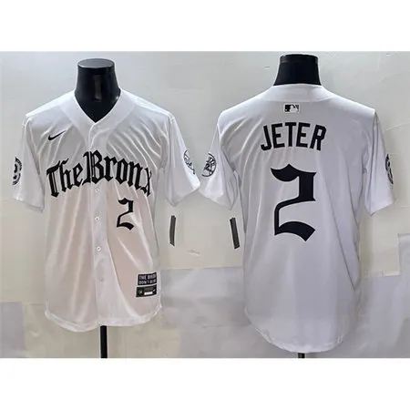 Men's New York Yankees #2 Derek Jeter White "Gothic Legacy Edition" Vapor Premier Limited Stitched Baseball Jersey