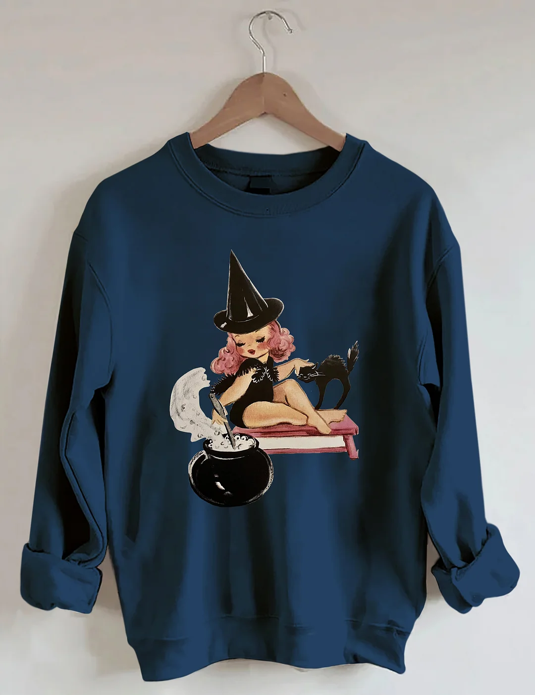 Halloween Little Witch Girl Cat Sweatshirt