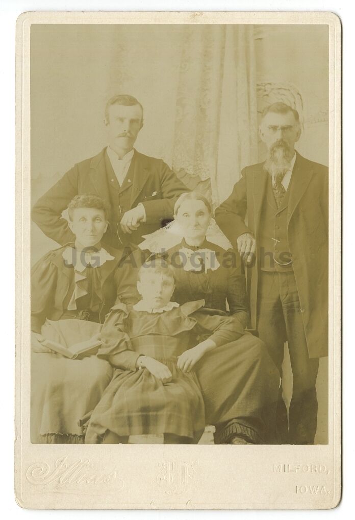 19th Century American Family - Cabinet Card Photo Poster paintinggraph - Milford, Iowa