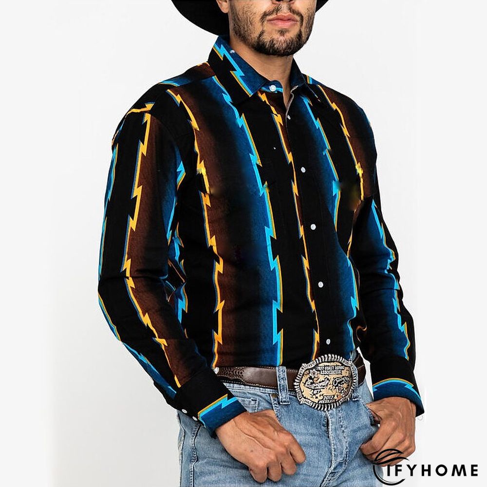 Men's Shirt Graphic Prints Geometry Turndown Red Blue Green Outdoor Street Long Sleeve Button-Down Print Clothing Apparel Fashion Designer Casual Soft | IFYHOME