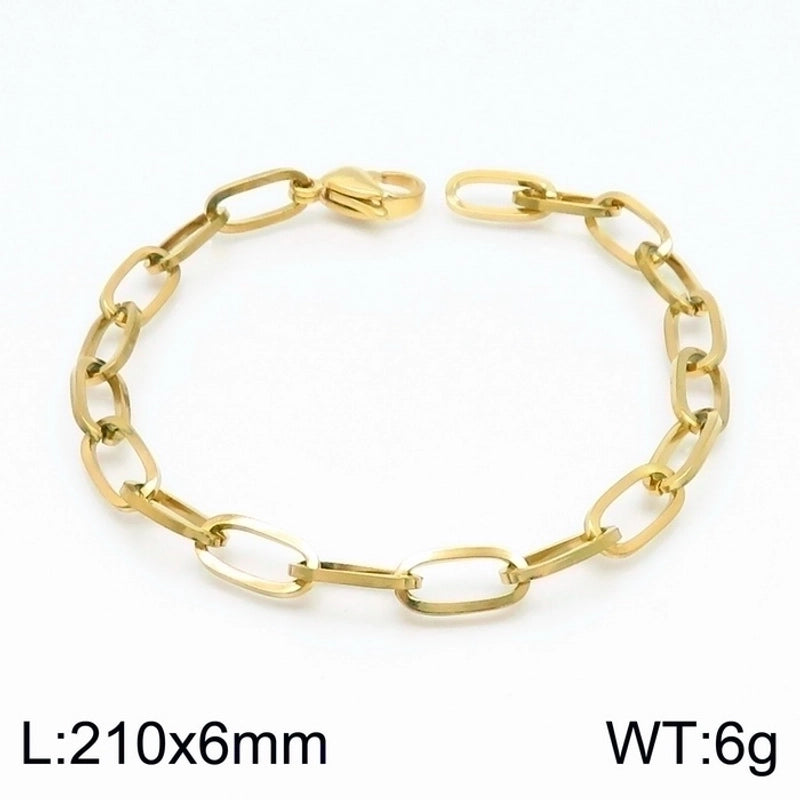 Stainless Steel 18K Gold Plated Basic Minimalist Solid Color Bracelets