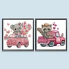 2Pack Pink Car Animals-Crystal Rhinestone Diamond Painting(30x30cm)