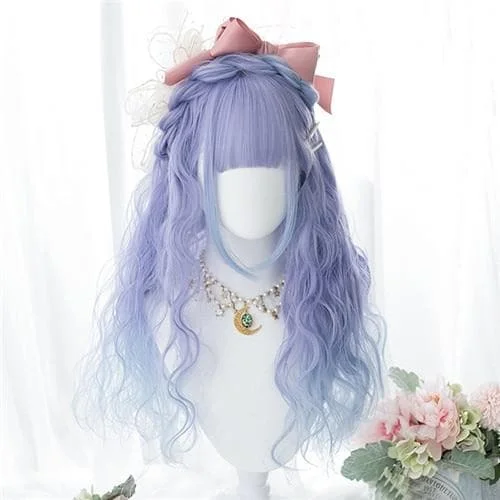 Long Curly Mixed Blue/Purple Pink Ombre Lolita Cosplay Wig SP15774