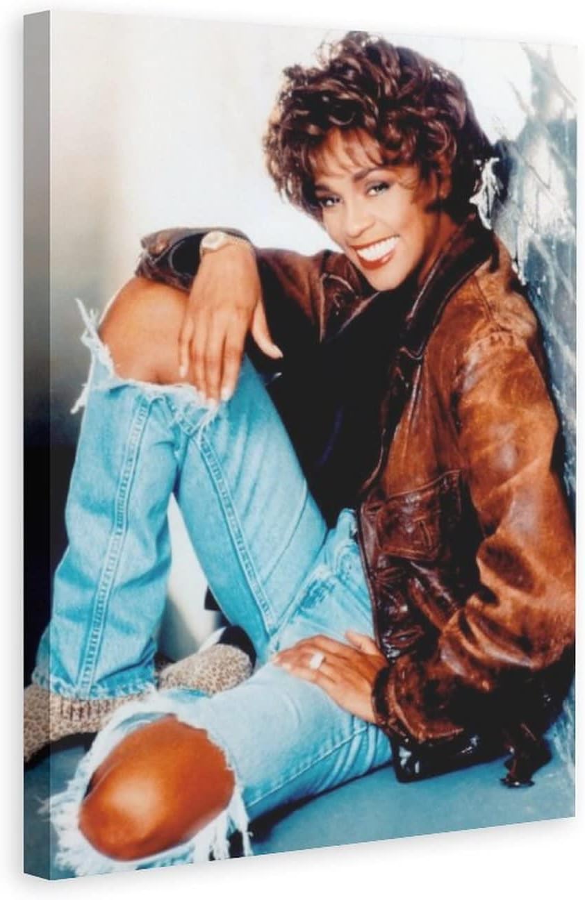 Famous Singer Beautiful Actor Whitney Houston (18) Canvas Poster Bedroom Decor Sports Landscape Office Room Decor Gift,Canvas Poster Wall Art Decor Print Picture Paintings for Living Room Bedroom Deco 12x18inchs(30x45cm)