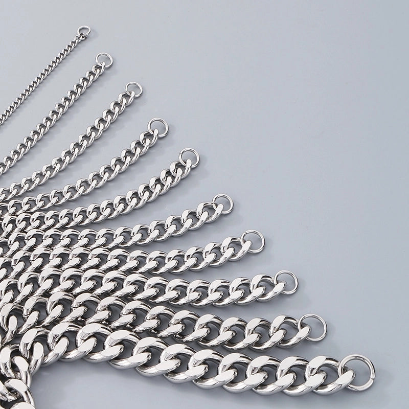 Stainless Steel Personality Fashion Trend Simple Two-Side Grinding Cuban Link Chain Bracelet Accessories