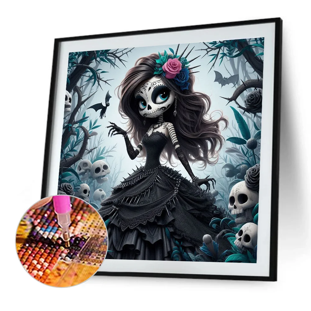 Diamond Painting - Full Round Drill - Skull Beauty(Canvas|40*40cm)