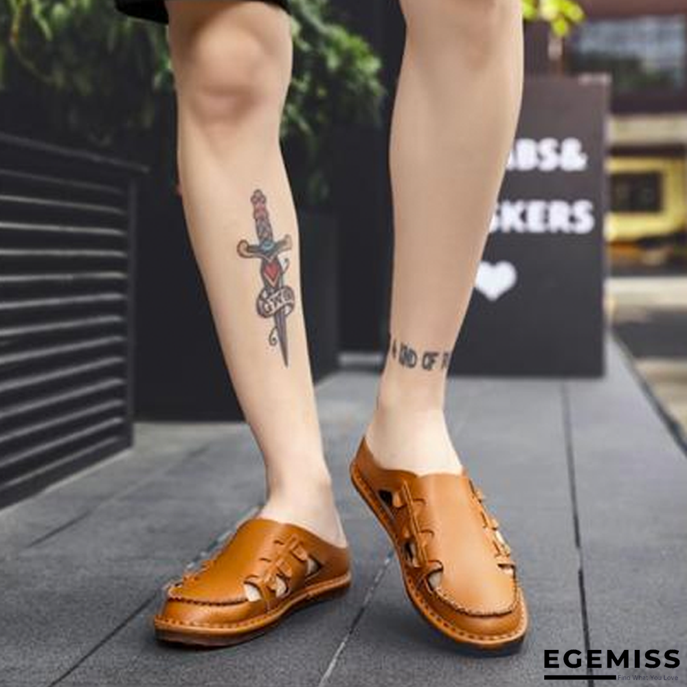 Men's Genuine Leather Sandals Shoes Summer Leisure Beach Sandals Slippers | EGEMISS