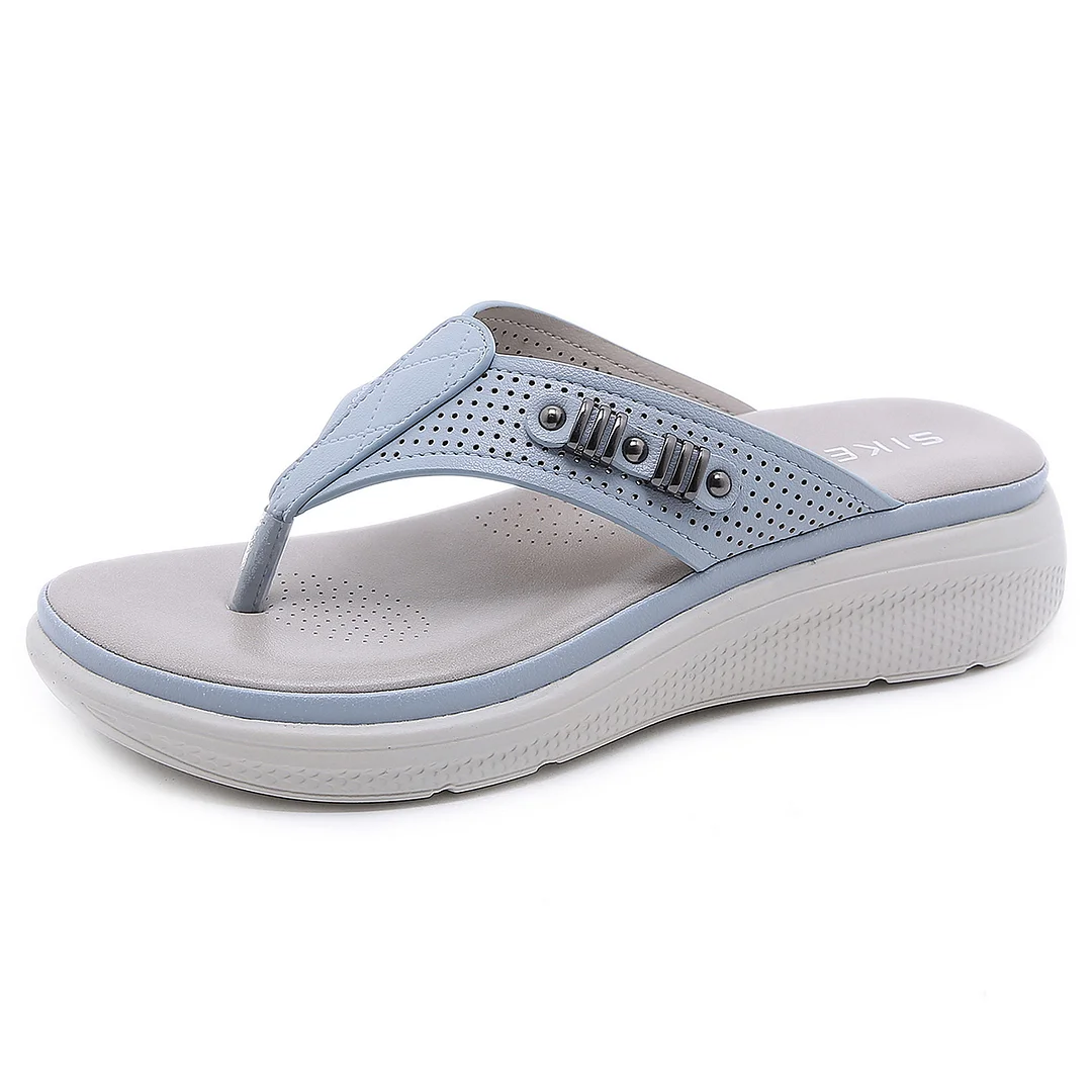 Letclo™ 2021 Summer Luoge women's metal hollow anti-slip soft-soled heel wedges thick-soled women sandals letclo Letclo
