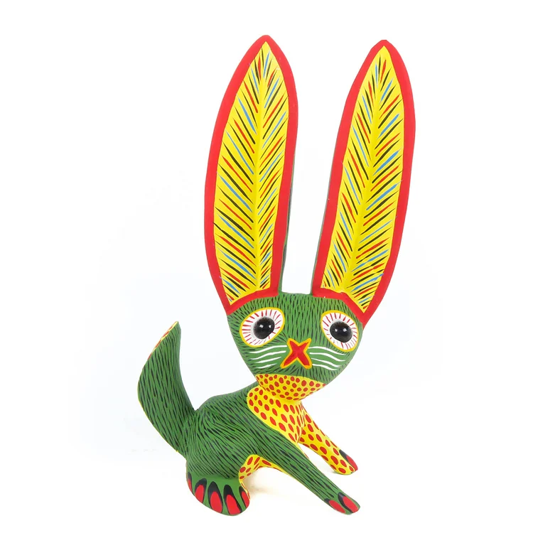 Big Eared Rabbit (Green) - Oaxacan Alebrije Wood Carving