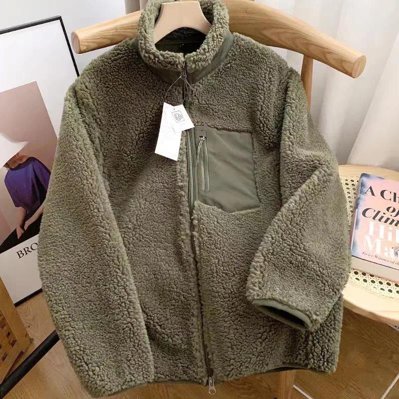 Fashion Lamb Plush Jacket Women's Autumn Winter New Pocket Zipper Long Sleeve Loose Stand Collar Comfort Warm Jacket for Women Fashion Lamb Plush Jacket Women's Autumn Winter New Pocket Zipper Long Sleeve Loose Stand Collar Comfort Warm Jacket for Women