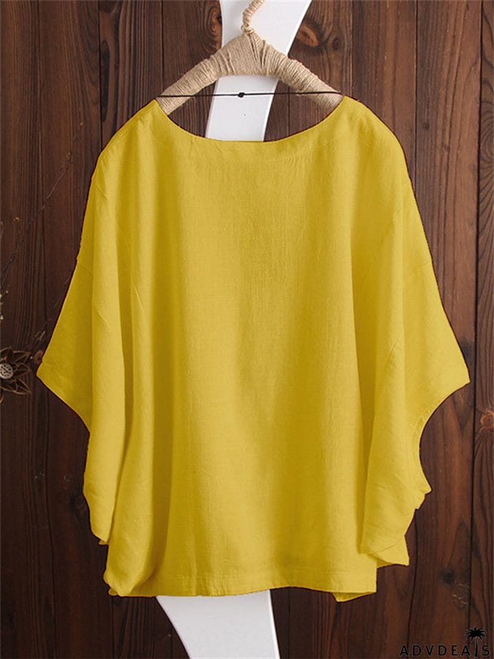Irregular Fashion Solid Short Sleeved Vintage Blouse