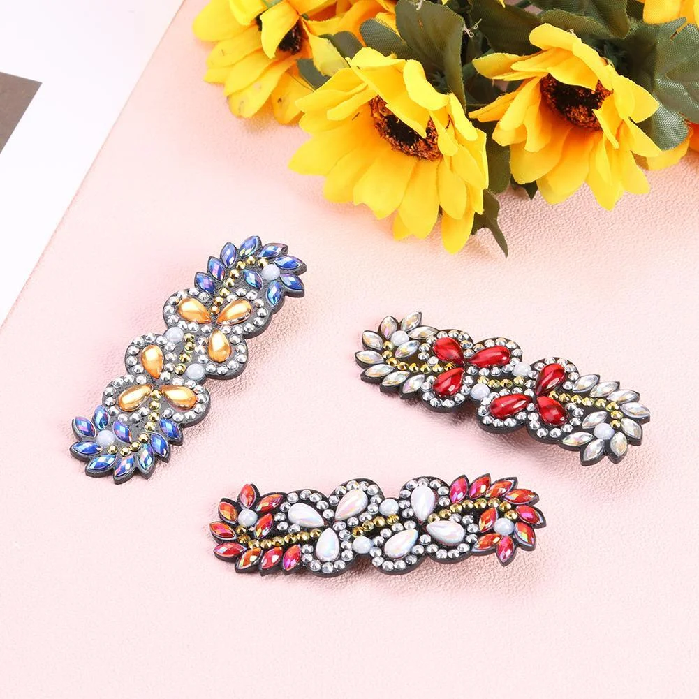 3pcs DIY Hair Clip - Full Drill Diamond Painting - Flower Leaf Barrette Hairpin