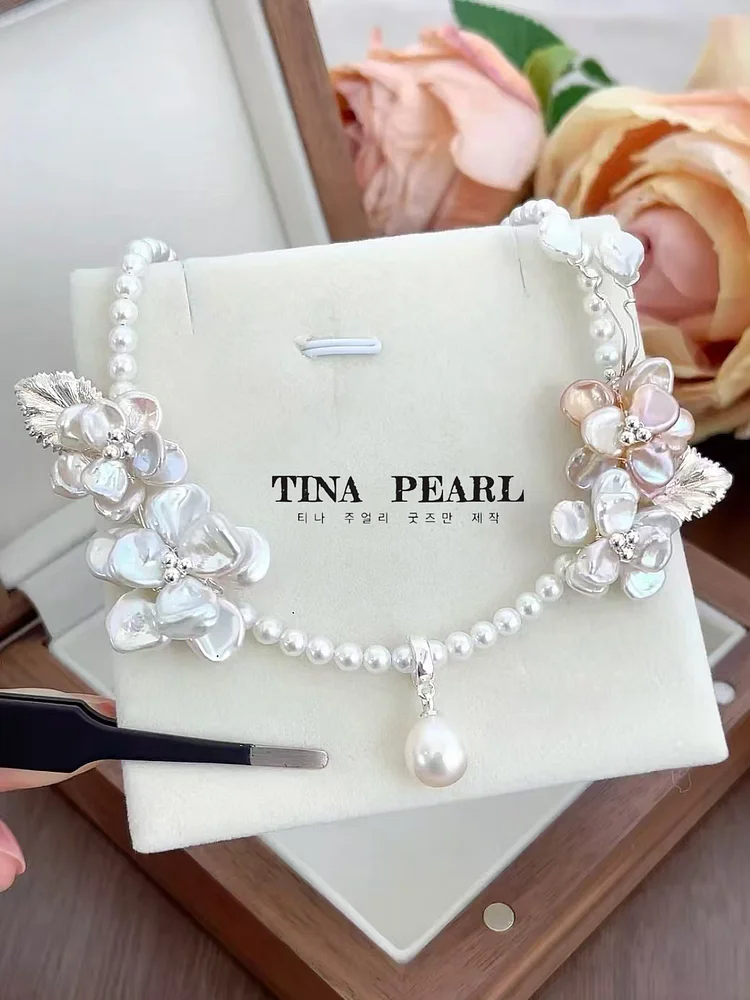 2024 TINA Jewelry Freshwater pearl heavy industry flower holiday necklace
