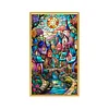 Colored House Glass Painting - Full Embroidery 3 Strands 11CT Stamped Cross Stitch - 40*70CM - Large Size