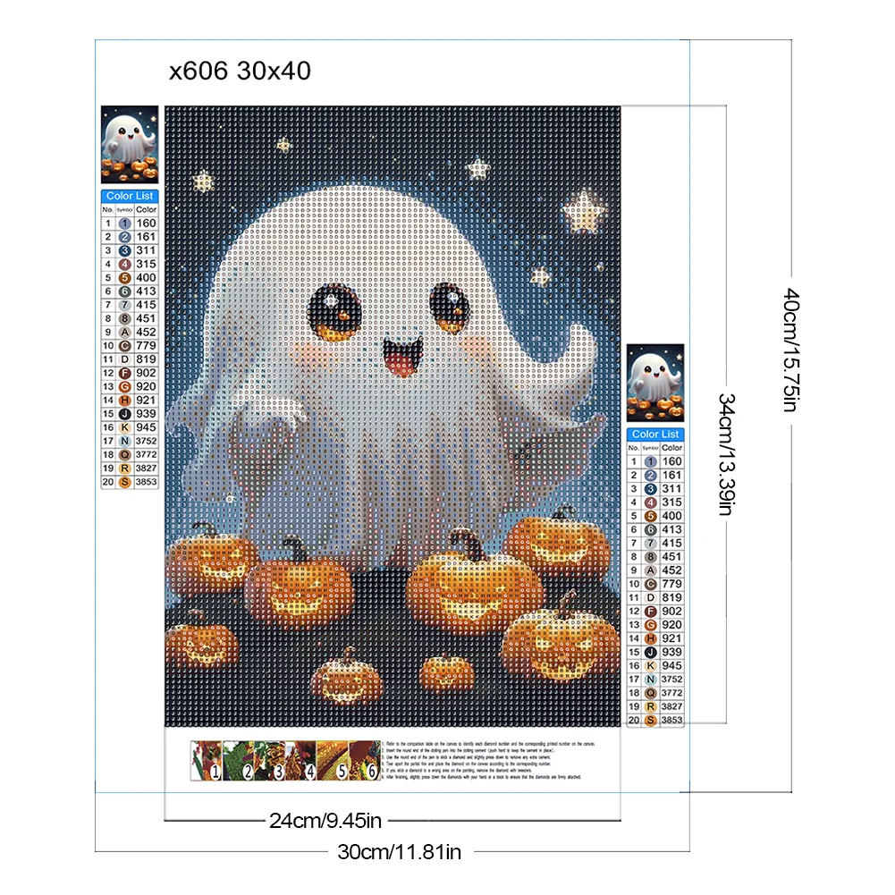 Diamond Painting - Full Round Drill - Halloween Cute Ghost(Canvas|30*40cm)