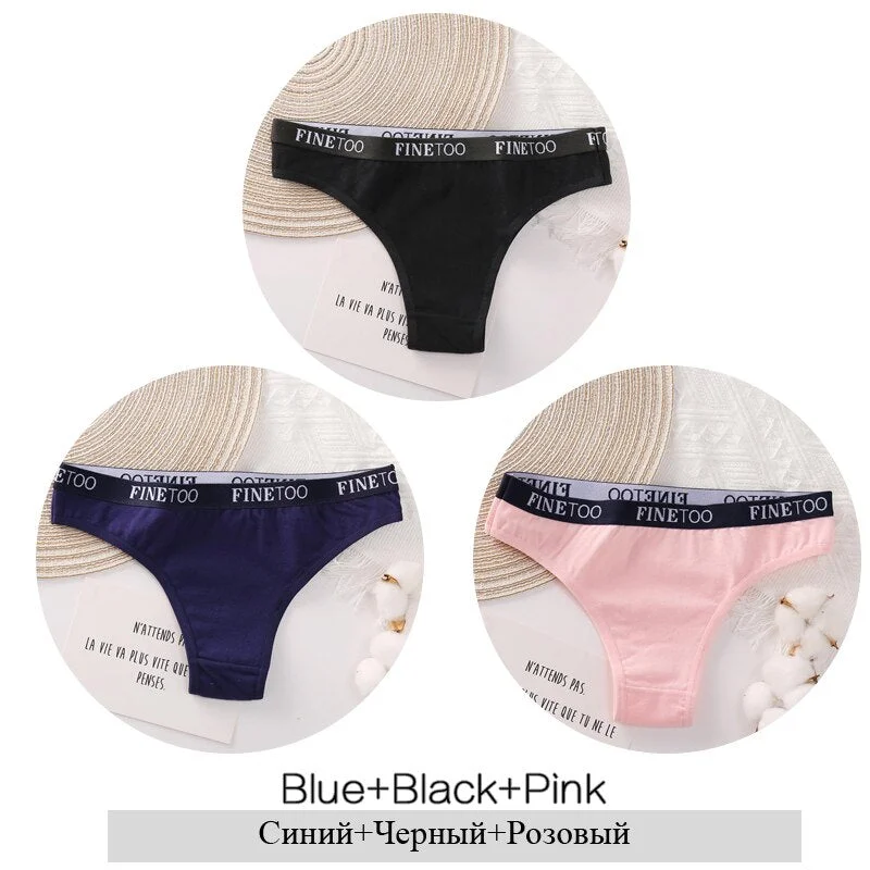 FINETOO Cotton Brazilian Panties Women Letter Underwear Ladies Low Waist Female Underpants Girls Soft Panty Comfortable Lingerie