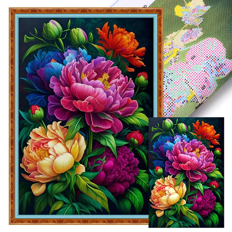 Peony 11CT (40*60CM) Stamped Cross Stitch gbfke