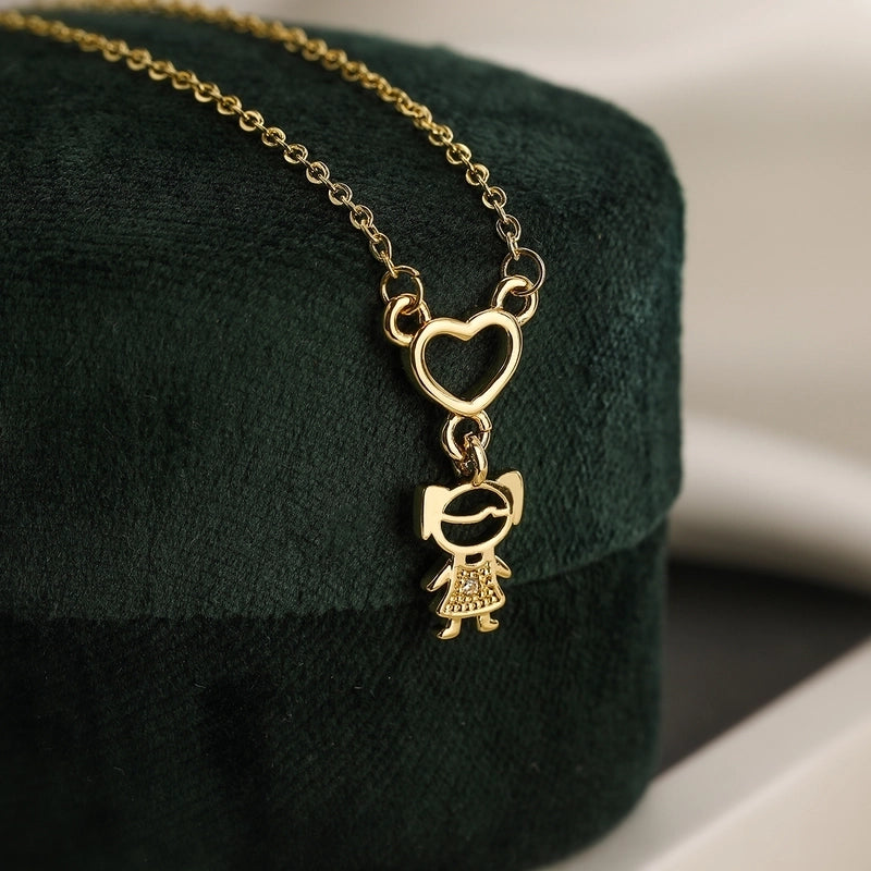 Niche Personality Copper Gold Plated Zircon Boys And Girls Pendant Necklace Female   Clavicle Chain