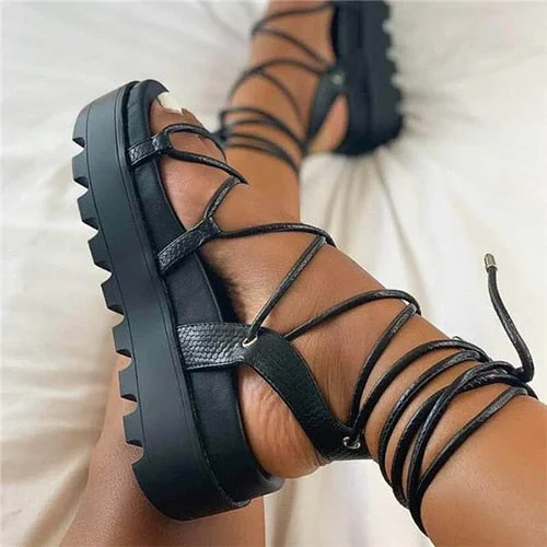 2021 Women Summer Sexy Wedge Platform Sandals Female Casual INS Heel Shoes Cross Straps Shoes Ladies Fashion Outdoor Footwear