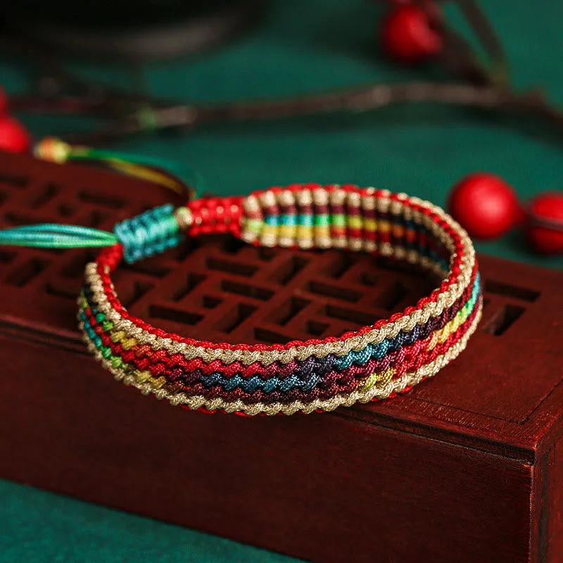 Tibet Rainbow Multicolored Protection Braided String Bracelet