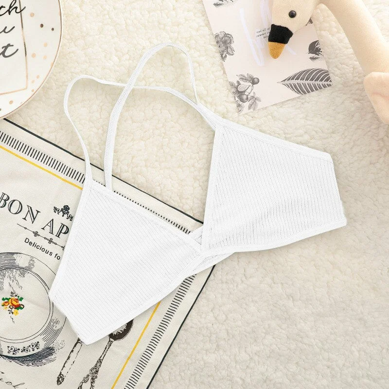 Comfortable sexy female bra thin cotton French sexy bra deep V wireless push chest bra without steel ring seamless bra