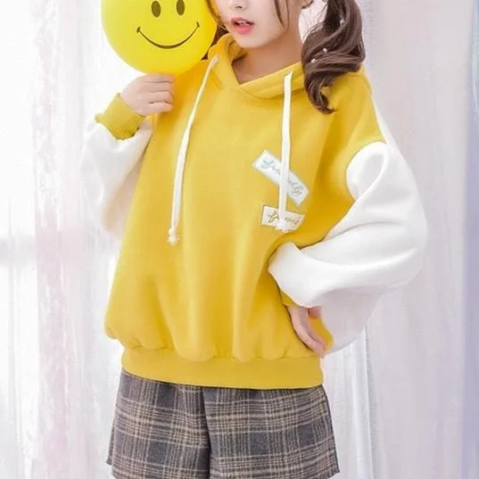 Green/Yellow Mori Girl Oversized Jumper Hoodie SP178921