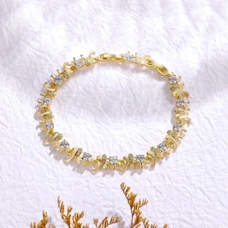 Vintage Style Solid Color Copper Brass 18k Gold Plated Gold Plated Zircon Bracelets In Bulk