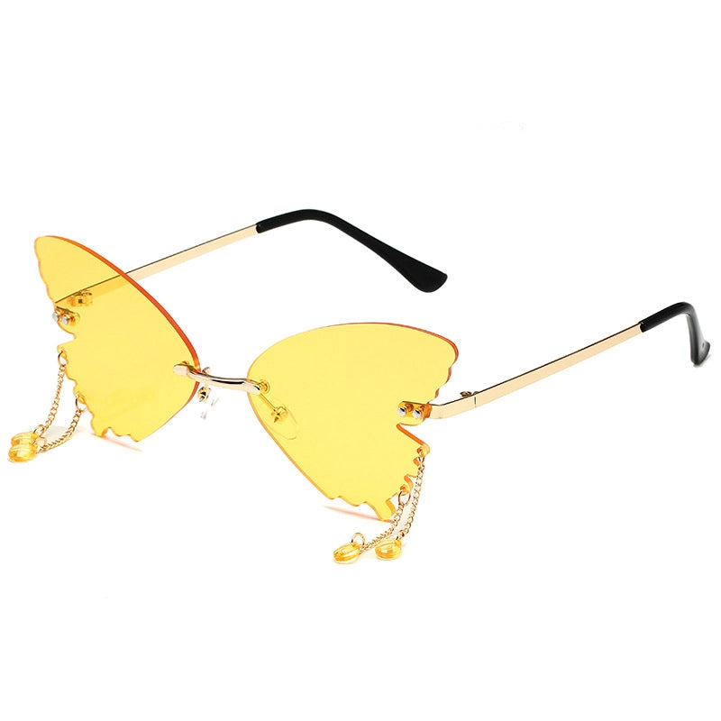 IG Style Hip-Hop Solid Color Pc Butterfly Frame Frameless Women’s Sunglasses