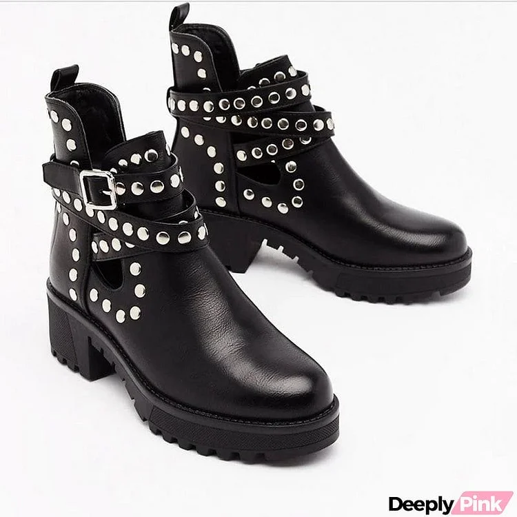 New Trendy Women's Rivet Buckle Summer Boots Ankle Boots