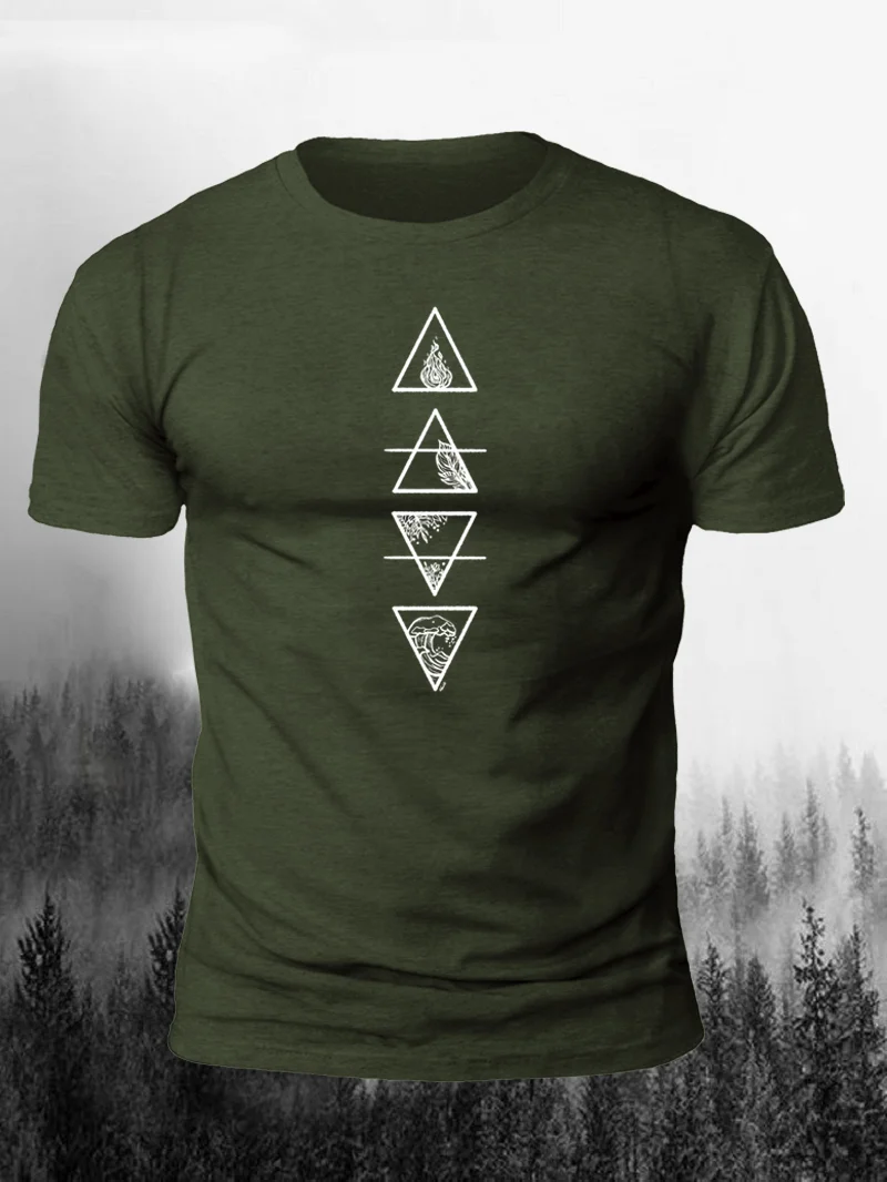 Men's Outdoor Multi Triangular Graphic Line Short Sleeve Shirt in  mildstyles