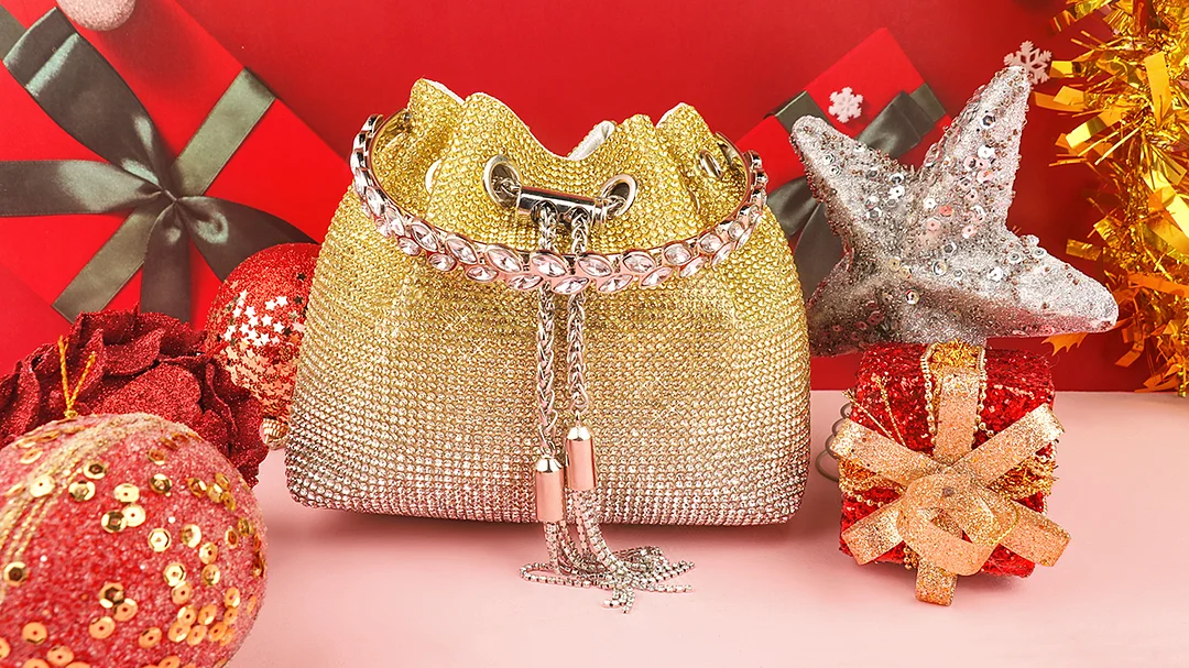 Shining Elegant Ombre Sparkling Crystal Rhinestone Large Capacity Evening Party Tote Bag