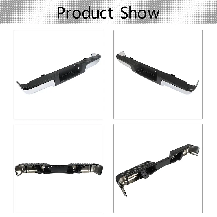 Silscvtt Chrome Complete Rear Steel Bumper Assembly Replacement for 2009-2014 F150 without Parking Assist Sensor Hole FO1103160
