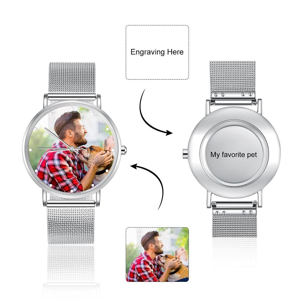 Montre Personnalisée Photo avec Gravure du prénom ou Message Bracelet