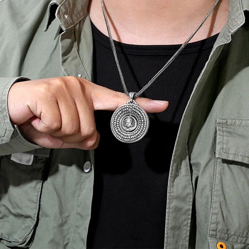 Buddha Heart Sutra Compassion Necklace Rotatable Pendant