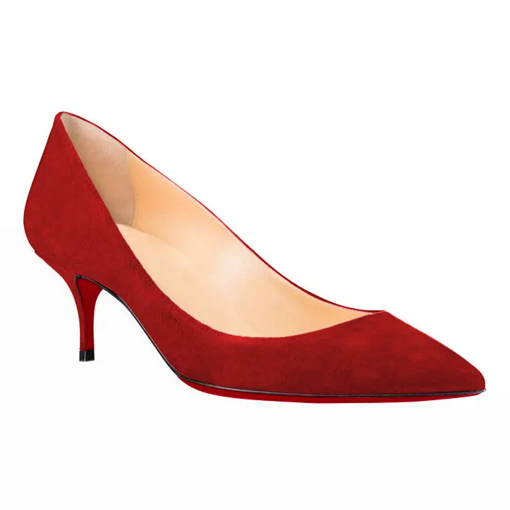 60mm Kitten Red Soles Heels Summer Daily Suede Pumps-vocosishoes