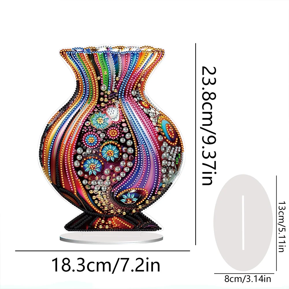 5D DIY Artistic Vase Acrylic Special Shaped Desktop Diamond Art Kit for Desktop Decor