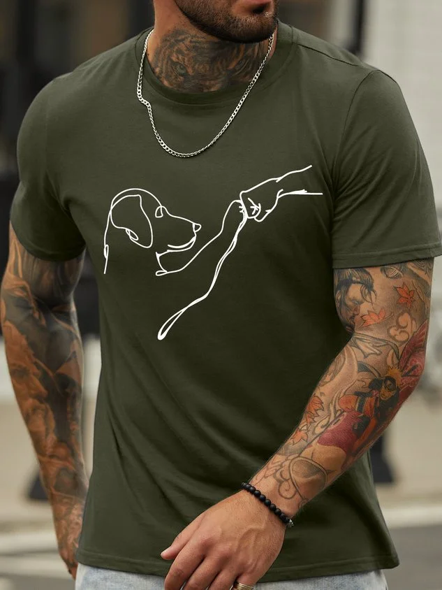 Men’s Dog Fist Bump Casual Regular Fit T-Shirt socialshop