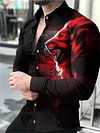 Men's Lapel Spring and Autumn New Casual Personality Tide Men Long-sleeved 3D Digital Printing Shirt Large Size Breathable Shirt S,M,L,XL,XXL,XXXL-KZyou